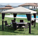 Gazebo da Giardino Struttura in Acciaio con Pannelli Laterai in Polirattan 300X300X259 Cm