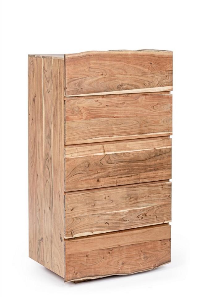 Cassettiera 5 Cassetti 70x45x130 cm in Legno Marrone