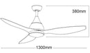 Ventilatore da Soffitto con 3 Pale in Abs Ø130 cm 5 Velocità Martec Vantage Bianco
