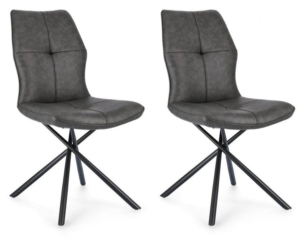 online Set 2 Sedie 50x66x94h cm Kepler Pu Antracite