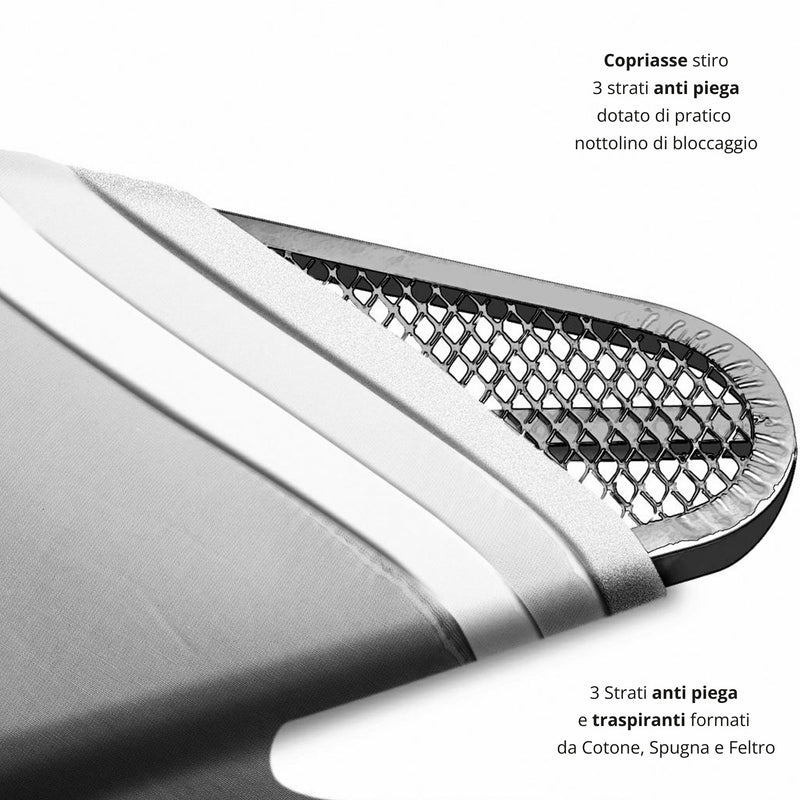 Asse da Stiro Star 114x36 cm con Supporto Universale e Copertura a 3 Strati      