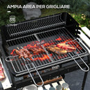 Barbecue a Carbonella 3 Ripiani e Vassoio 103x47x95 cm in Metallo Legno Nera