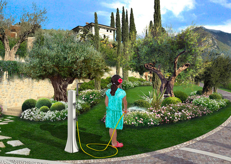 Mini Doccia Solare da Giardino Lavapiedi Miscelatore e Doccetta Mobile Arkema Happy Go Ruby