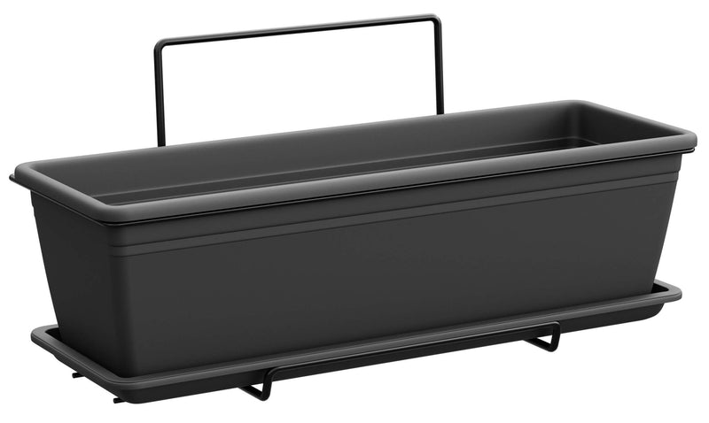 Vaso 50x17x14,5 cm in Polipropilene con Supporto Kit Wall Cassetta Mare 50 Antracite