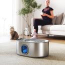 Fontanella per Gatti 32x22,1x22,3 cm Capacità 7L con Luce LED Filtri e Spazzola per Pulizia in Acciaio Argento 