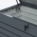 Baule da Esterno da 311L con Serratura e 2 Maniglie 120x62x66 cm in Acciaio Zincato Grigio Scuro