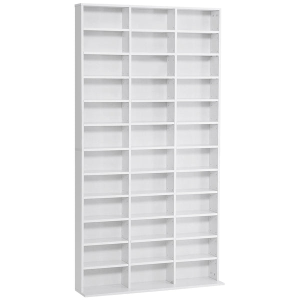 Libreria Porta CD 102x23,5x195 cm con 3 Colonne da 12 Ripiani in MDF Bianco sconto
