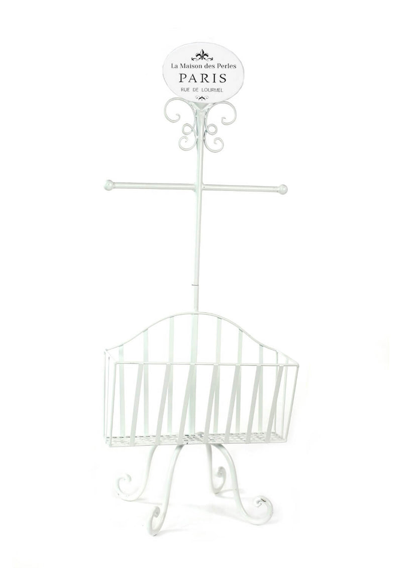 Piantana Porta Rotolo a Stelo in Metallo con Portariviste 34x23H82cm Paris