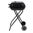 Barbecue a Carbone Carbonella 49x47x83 cm con Coperchio e Ruote in Acciaio Nero      