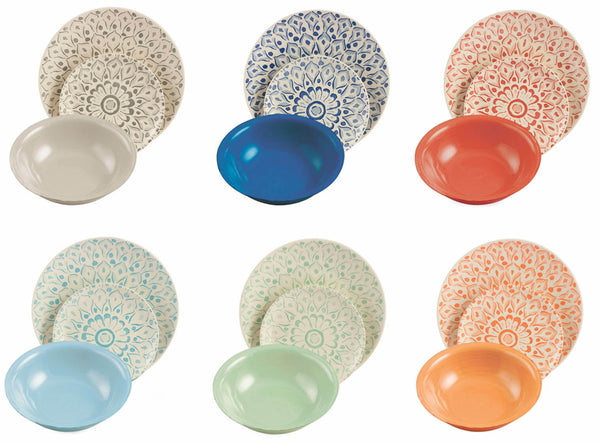 Servizio Piatti 18 Pezzi in Hard Dolomite Villa d'Este Home Tivoli Cala Blanca Multicolor acquista