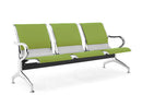 Panca per Sala Attesa 3 Posti da Ufficio con Cuscino in Acciaio e Similpelle Argento/Pistacchio