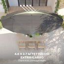 Ombrellone Doppio a 12 Stecche 455x265x238 cm con Base a Croce e Manovella in Acciaio e Poliestere Grigio      