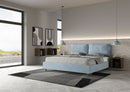 Letto Matrimoniale Imbottito in Microfibra Antea Large Azzurro Varie Misure