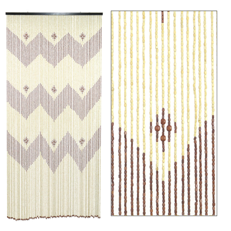 Tenda a Fili per Porta Antimosche 100x220 cm in Legno Zig Zag Chiaro