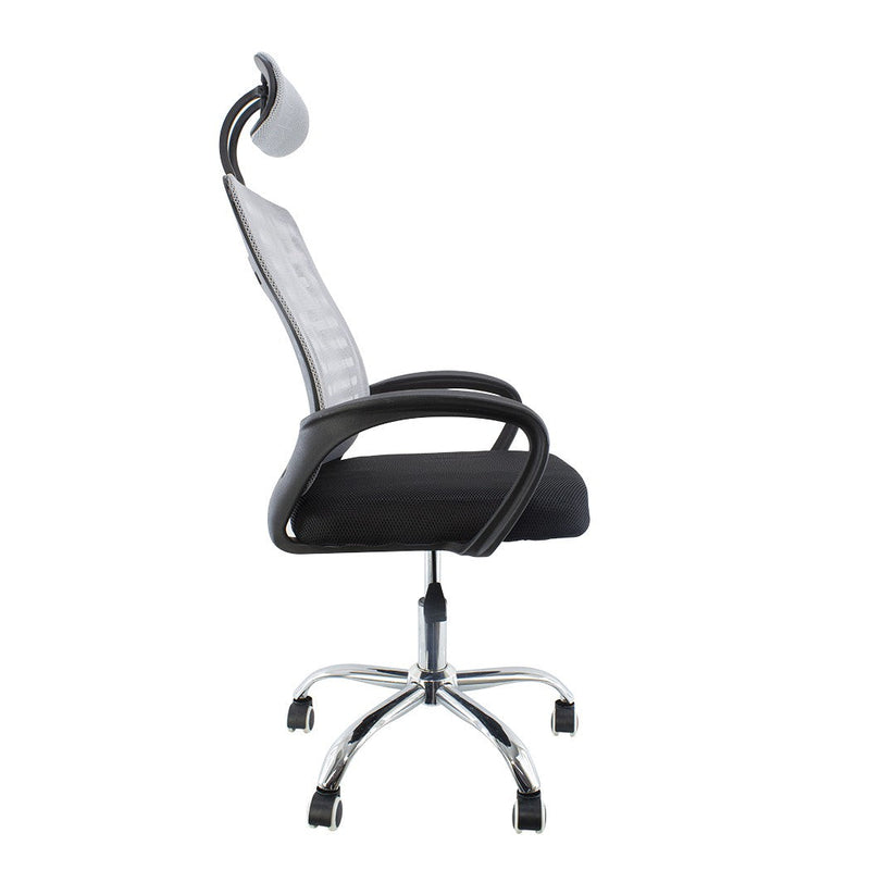 Sedia Poltrona Direzionale da Ufficio con Poggiatesta e Braccioli Grigio