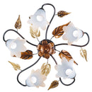 Plafoniera 5xE14 Montatura Marrone Ramato Vetro Bianco Sfumato Ambra E-Energy Giulia