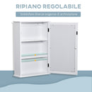Armadietto a Specchio Bagno Sospeso 41x14x60 cm con Anta Magnetica Ripiano Regolabile in MDF Bianco      