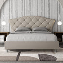Letto Matrimoniale con Testata Imbottito in Similpelle Langre Tortora Varie Misure