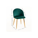 Set 4 Sedie Imbottite 38x43x74 cm in Vellluto Velvet Ottanio e Oro