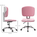 Sedia da Ufficio Operativa 48x53x80-90 cm in Tessuto Effetto Lino Rosa