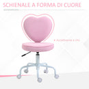 Sedia Poltrona Operativa da Cameretta a Forma di Cuore Rosa