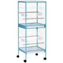 Voliera Gabbia per Uccelli 51,5x50x140 cm in Acciaio Azzurro