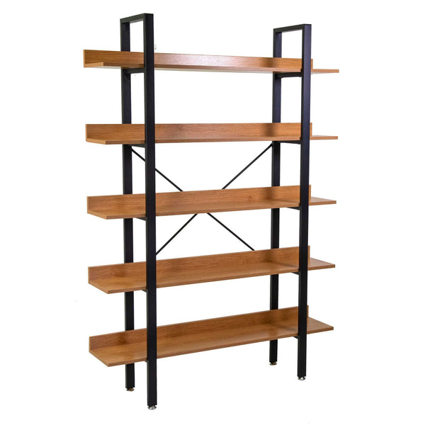 Libreria 5 ripiani 120x28xh171 cm in Metallo e Legno Achille Naturale sconto