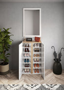 Mobile Multiuso 2 Ante con 5 Ripiani 70x35x111 cm Frame Bianco Lucido e Cadiz