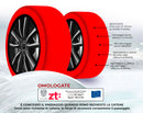 Calze da Neve per Auto Omologate EN 16662-1 in Tessuto 3D Rosso Varie Misure