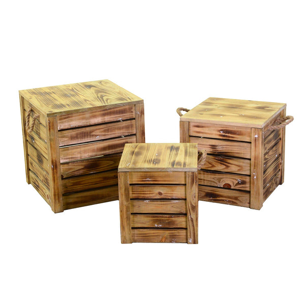 prezzo Set 3 Pouf in Legno 42x42H43,5cm Naturale