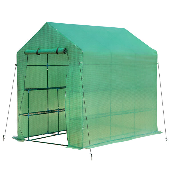 Serra a Tunnel da Giardino 214x143x195 cm in Acciaio e PE Verde prezzo