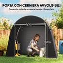 Tenda Garage per Biciclette e Attrezzi 245x120x200 cm con Ingresso a Cerniera in PE e Metallo Grigio Scuro      