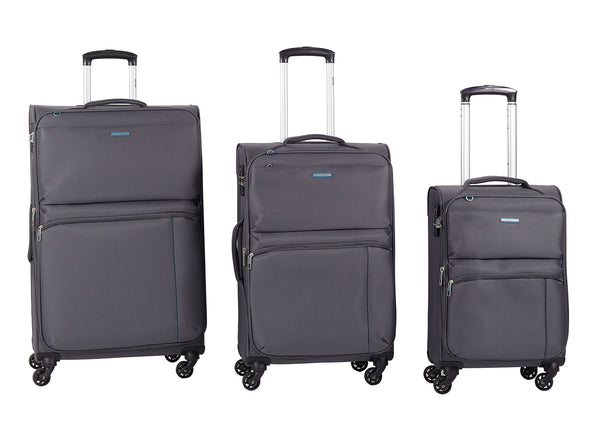 online Set 3 Valigie Trolley Espandibile in Poliestere TSA Ravizzoni Manila Grigio
