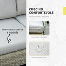 Set Salotto da Giardino Divano Angolare 1 Poltrona e Tavolino Beige