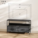 Mobile Porta TV 98x29x56 cm da 47" con Cassetti Pieghevoli in Tessuto e Mensola in Metallo e MDF Nero      