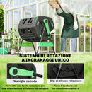Compostiera Domestica 94x67x98 cm Capacità 200L a Doppia Camera con 8 Prese D'Aria in PP e Metallo Verde e Nero      