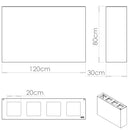 Pattumiera per Raccolta Differenziata 4 Scomparti 240 L 120x30x80 cm in Acciaio Verniciato Bianco