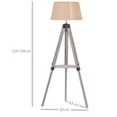 Lampada da Terra Tripode in Legno con Paralume E27 Ø63x150 cm  Beige