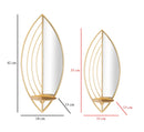Porta Candele Leaf da Muro Coppia 18x13x42 cm - 15x13x35 cm in Ferro e Specchio Oro      