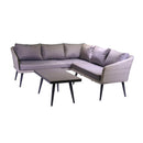 Set da Giardino Divano 5 Posti e Tavolino in Polyrattan Salem Grigio