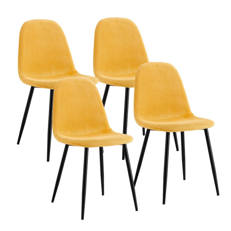 Set Sedie da salotto Imbottite in Tessuto Bella Gialle