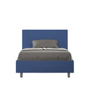 Letto 1 Piazza E Mezzo Testata Liscia Imbottito in Similpelle Adele Blu Varie Misure