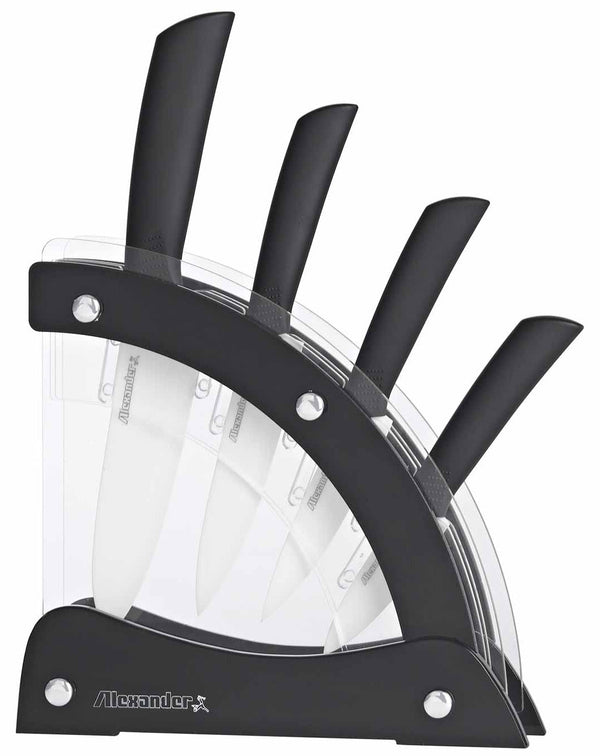 sconto Ceppo con 4 Coltelli in Ceramica Alexander Vela Nero