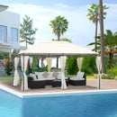 Gazebo Rettangolare con Struttura in Metallo Robusto e Teli Laterali Crema 4x3m 