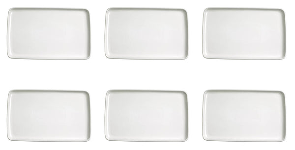 sconto Set 6 Vassoi Snack Rettangolari 16x8x1,5 cm in Porcellana Allluminica Kaleidos Aluxina Bianchi
