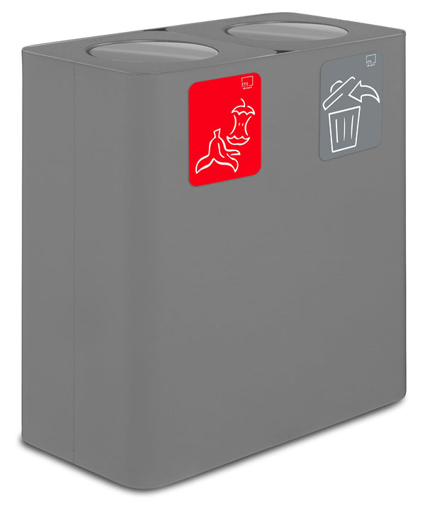 acquista Pattumiera Sistema di Raccolta Rifiuti 77x38xh80 cm in Acciaio 3 Scomparti Grigio