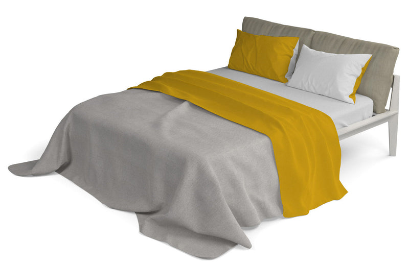 Set Lenzuola Sopra Sotto e Federe Doubleface Senape\/Grigio Chiaro Varie Misure