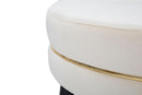 Puff Paris xxl Crema/Oro Ø90x46 cm in Legno Spugna Oro e Nero