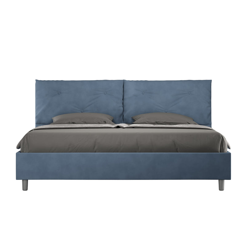 Letto Matrimoniale Imbottito in Microfibra Appia Large Blu Varie Misure