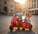 Piaggio Vespa con Sidecar Small Elettrica 6V per Bambini Rossa